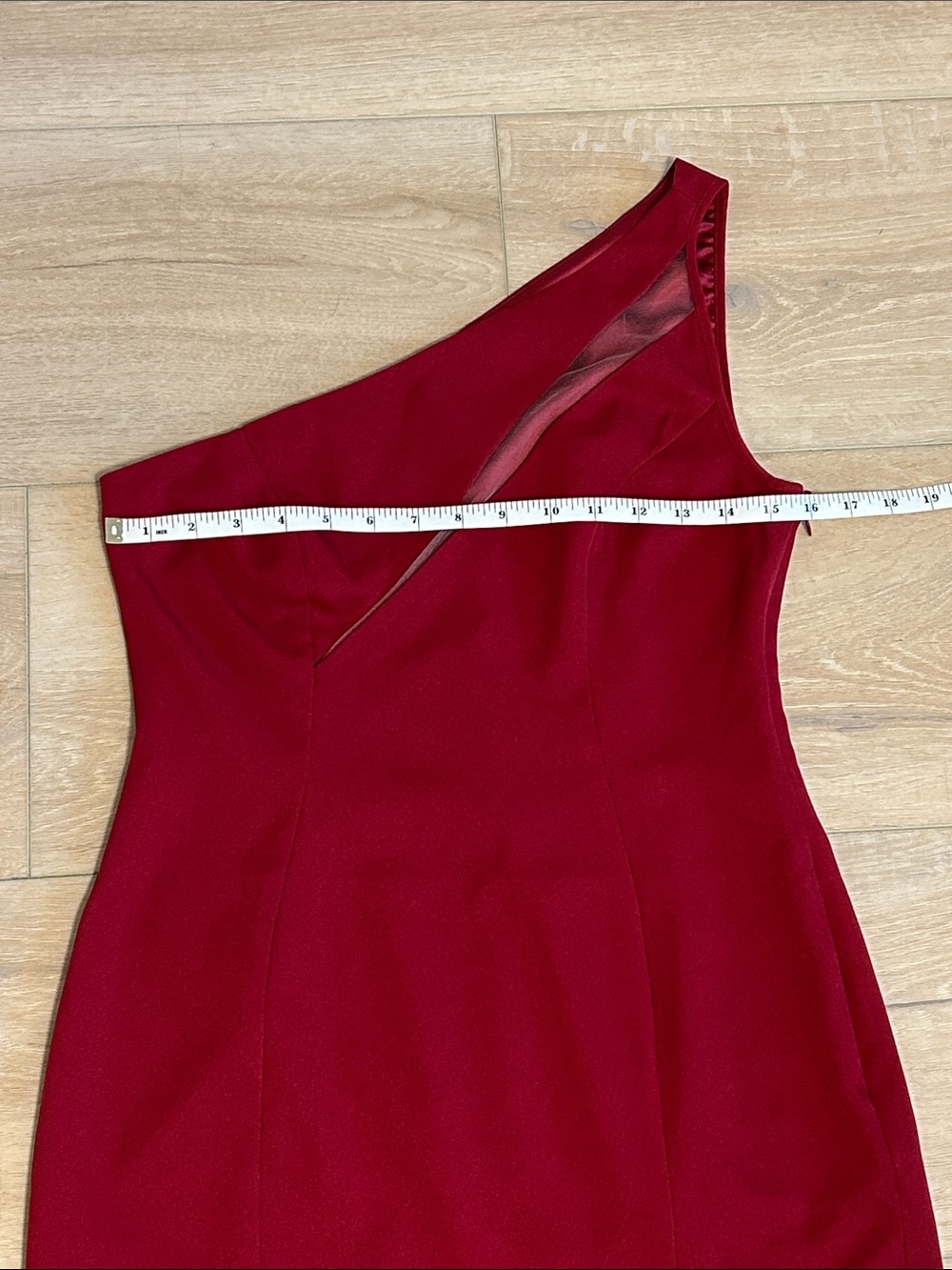 Michael Costello x REVOLVE Hanna Mini Dress one-shoulder asymmetrical Red size M - Picture 12 of 16